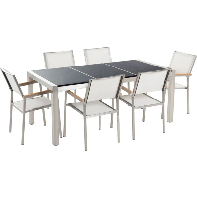 Afbeelding van Beliani GROSSETO Tuinset voor 6 Wit/Zwart Graniet