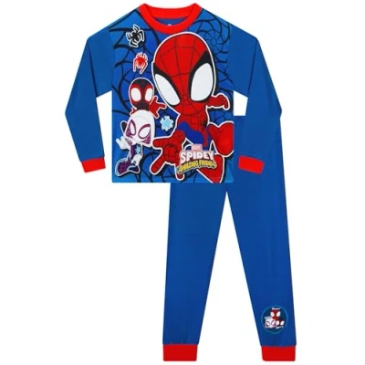 Afbeelding van Marvel Spiderman pyjama voor kinderen, jongens, winterpyjama 2 en 8 jaar, Blauw