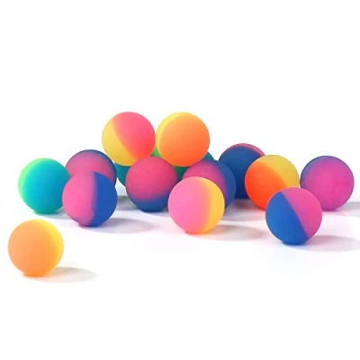 Afbeelding van WELLGRO Flummi Frost Ø 24 mm kleurrijke veren, springbal, klein cadeau, tombola hoeveelheid naar keuze, 15 stuks