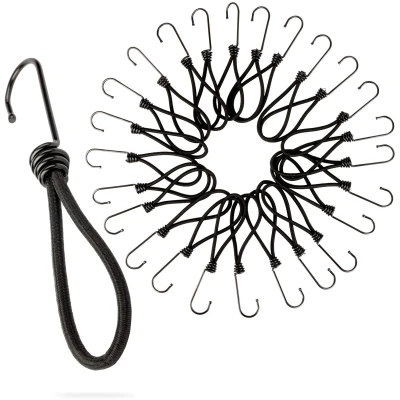 Afbeelding van PRETEX Bungee Koorden met Haken Set van 25st x 18cm Universele Koord Pakket en Bevestigingen Zwaar Bungees Perfect voor Kamperen, Bagage Zeildoek