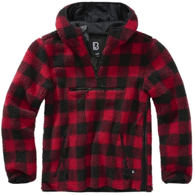 Afbeelding van Brandit Teddyfleece Worker Pullover Jas 4XL Rood/Zwart