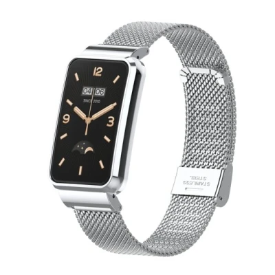 Afbeelding van Milanese bandje met case Zilver Xiaomi Smart band 7 Pro