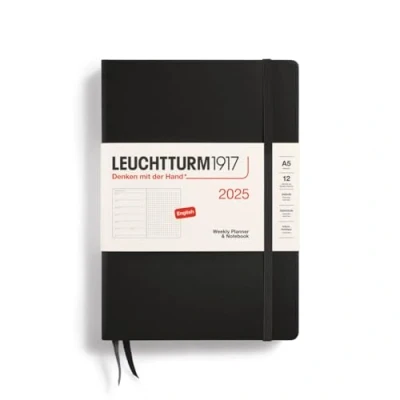 Afbeelding van leuchtturm Weekagenda+ dot pages 2025 black a5 14.5x21cm