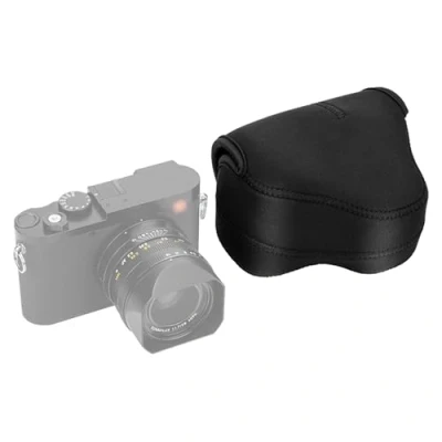 Afbeelding van JJC Neopreen hoes voor Leica Q3 Q2 Q, EOS R7 &amp; R10 camera met RF S 18 45 mm f/4.5 6.3 IS STM Obiettivi, lens formaat tot 130 x 75 100 mm, zwart, zwart., cameratas
