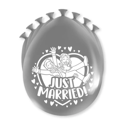 Afbeelding van Ballonnen Just Married! party 30cm 8 stuks