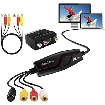 Afbeelding van DIGITNOW! video Grabber stuurt Hi8 VHS naar digitale dvd voor Windows 11/Mac, capture kaart met Scart/AV adapter, videorecorder bewerken converter, VCR digitaliseren