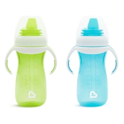Afbeelding van Munchkin Gentle Transition Baby Drinkbeker, &amp; Peuter Tuitbekers met Handgrepen Deksels, BPA Vrije Antilek Beker, Vaatwasserbestendig, Siliconen Kinderbeker voor 4+ Maanden 296ml, 2 Stuks