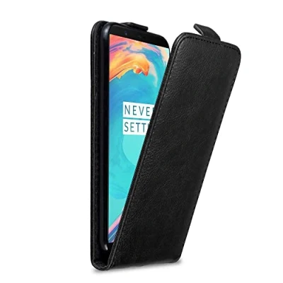 Afbeelding van Cadorabo Hoesje geschikt voor OnePlus 5T in ZWARTE NACHT Beschermhoes flip design Case Cover met magnetische sluiting