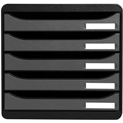Afbeelding van Exacompta Art. Nr. 309738D BIG BOX PLUS 5 laden voor A4+ document buitenmaten: 34,7 x 27,8 27,1 cm zwart/zilver