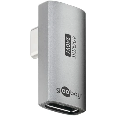 Afbeelding van goobay USB C adapter 240 W 40 Gbit verlenging 90 Vertical Court USB4 (stekker naar vrouwelijk) / 4.0 8K @60Hz, compatibel met eerdere versies 3.1, 2.0, 74443