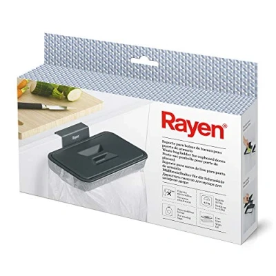 Afbeelding van Rayen Vuilniszakhouder voor kastdeur met deksel maximale deur 2 cm grijs 24,5 x 13,5 5,5