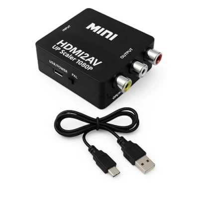 Afbeelding van OcioDual Adapter HDTV naar Composiet AV RCA CVBS Video Audio 1080p Zwart voor PC Laptop TV Converter HDTV2AV Full HD