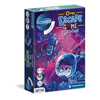 Afbeelding van Clementoni 59229 Escape Game ontsnappen uit het alle, gezelschapsspel om te puzzelen en raadselen, instructiekaarten rekwisieten, familiespel vanaf 8 jaar, galactisch idee voor Kerstmis