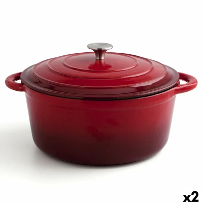 Afbeelding van Kookpot met Deksel Bidasoa Fierro Rood Ø 28 cm 6 L (2 Stuks)