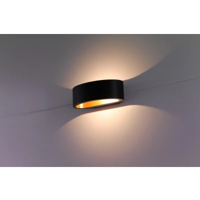 Afbeelding van Wandlamp strak LED zwart met goud