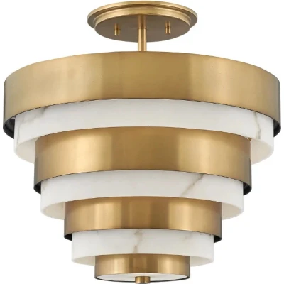 Afbeelding van Hinkley LED Plafondlamp Echelon 3X E14 Max 40W Dimbaar Heritage Brass