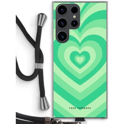 Afbeelding van Case Company® hoesje met Koord geschikt voor Samsung Galaxy S23 Ultra Hart Groen Telefoonhoesje Zwart Bescherming aan alle Kanten en Over de Schermrand