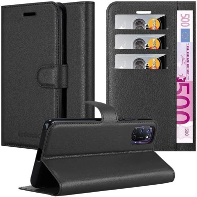 Afbeelding van Cadorabo Hoesje geschikt voor Oppo A72 in PHANTOM ZWART Beschermhoes met magnetische sluiting, standfunctie en kaartvakje Book Case Cover Etui