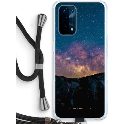 Afbeelding van Case Company® hoesje met Koord geschikt voor Oppo A93 5G Travel to space Telefoonhoesje Zwart Bescherming aan alle Kanten en Over de Schermrand