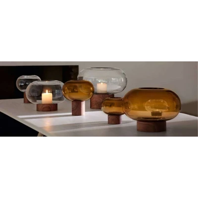 Afbeelding van L.S.A. Oblate Vaas 13,5 cm Orange / Glass