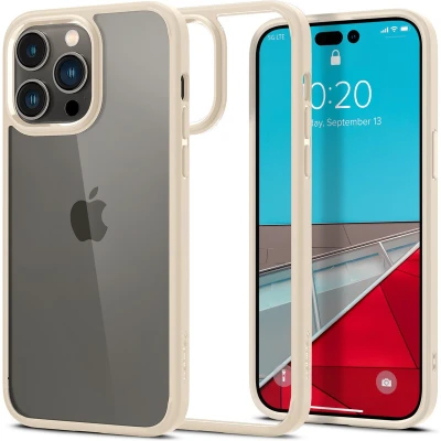 Afbeelding van Spigen Crystal Hybrid Apple iPhone 14 Pro Max Hoesje Beige