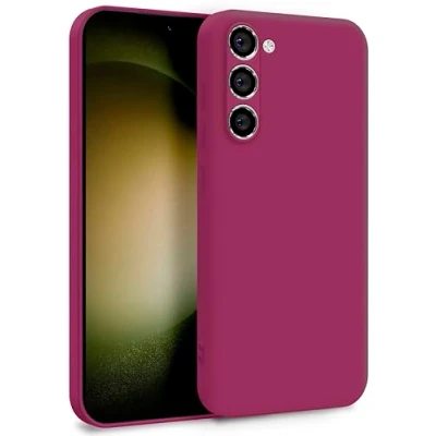 Afbeelding van MyGadget Siliconen hoes, compatibel met Samsung Galaxy S23, harde beschermhoes, schokbestendig, microvezelvoering, bordeauxrood