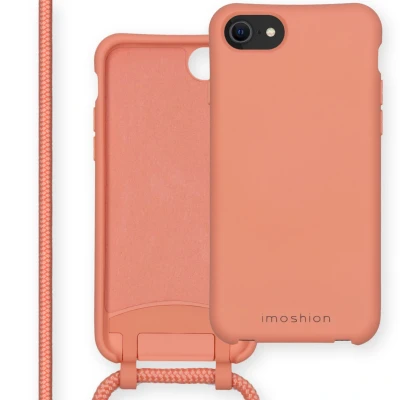 Afbeelding van iMoshion Hoesje Geschikt voor iPhone SE (2022) / (2020) 8 7 met koord Color Backcover afneembaar oranje