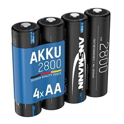 Image de Pile ANSMANN AA Mignon 2100mAh NiMH 1,2V batteries rechargeables (lot de 4)
