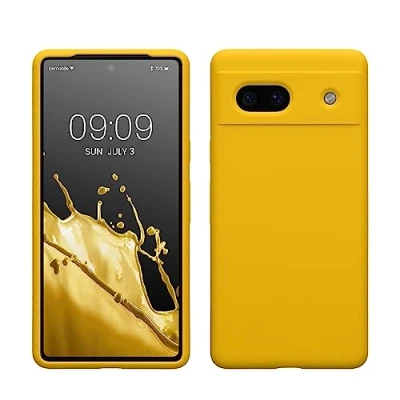 Afbeelding van kwmobile telefoonhoesje geschikt voor Google Pixel 7a Hoesje met siliconen coating Smartphone case in stralend geel
