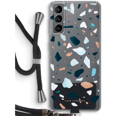 Afbeelding van Case Company® hoesje met Koord geschikt voor Samsung Galaxy S21 Terrazzo N13 Telefoonhoesje Zwart Bescherming aan alle Kanten en Over de Schermrand