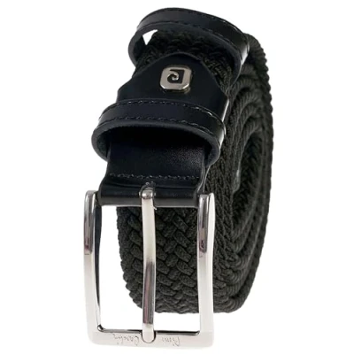 Afbeelding van Pierre Cardin Riem voor heren, met elastisch vlechtwerk, leer, dames, jongens, suède echt in te korten, cadeau, zwart.
