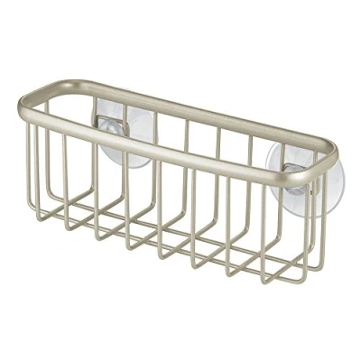 Afbeelding van iDesign Axis sponshouder opslag voor gootsteen van metaal met roestvrijstalen coating metalen sponzen en mat zilver