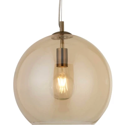 Afbeelding van Balls Glazen hanglamp brons globe 25cm amber Modern Searchlight