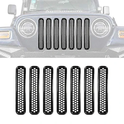 Afbeelding van Wrangler TJ 1997 2006 beschermrooster, 7 stuks, zwart mat