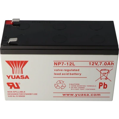 Afbeelding van YUASA NP7 12L accukabel PB 12 volt 7000 mAh met 6,3 mm contacten