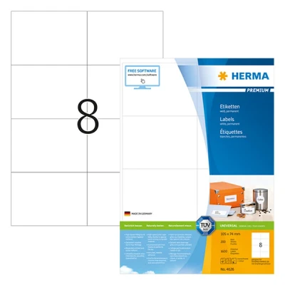 Image de Herma Premium 4626 étiquettes adhésives permanentes A4 105 x 74 mm (1600 étiquettes) blanc