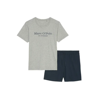 Afbeelding van Marc O&#039;Polo Natural SET Pyjama Grey melange dark navy, Heren, Maat: Small, navy