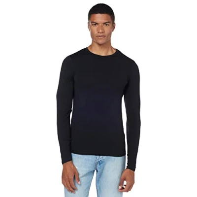 Image de JACK &amp; JONES Homme Chemise à manches longues Basic O neck Tee L/S Noos, Schwarz (Black), L