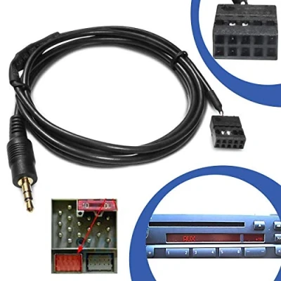Afbeelding van AUX adapterkabel voor de auto, 10 polig, CD aansluiting, compatibel met BMW E46