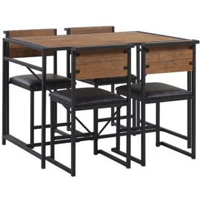 Afbeelding van Beliani BURTON Eetkamerset Donkere houtkleur MDF