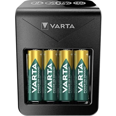 Afbeelding van VARTA Batterijlader incl. 4 x AA 2100 mAh, oplaadbaar, oplader voor batterijen AA/AAA/C/D/9 V en USB apparaten, Power on Demand LCD Charger+ [exclusief op Amazon]