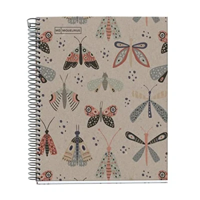 Afbeelding van Miquelrius Notitieboek A5, geruit 5 mm, gerecycled papier 80 g/m², vellen effen, notitieboek, spiraalbinding, Eco vlinders