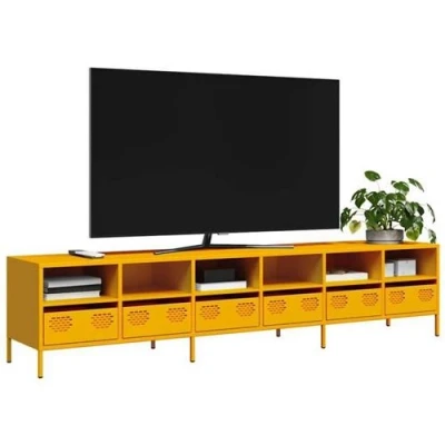 Afbeelding van vidaXL Tv meubel 202x39x43,5 cm koudgewalst staal mosterdgeel