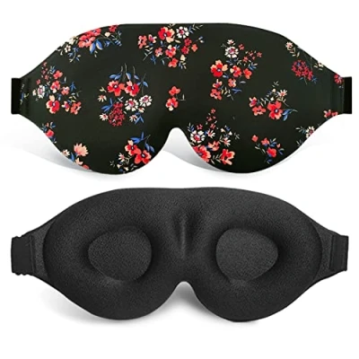 Afbeelding van Slaapmasker voor ogen, lichtblokkerend, comfortabel en verstelbaar, mannen vrouwen, 3D slaapmasker, onderweg, ploegenwerk (kleine bloem)