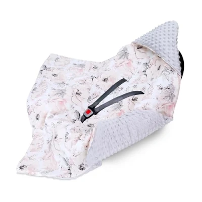 Afbeelding van Babydeken, 90 x cm, geschikt voor autostoel, kinderwagen, winterdeken, Roze lichtgrijs