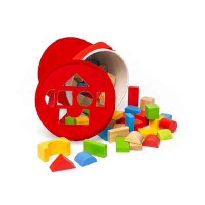 Afbeelding van Bigjigs Toys Eerste bouwstenen: 80 houten blokken met vormsorteeractiviteit, educatief en milieuvriendelijk, Montessori cadeaus voor baby&#039;s peuters, vanaf