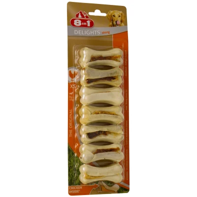 Afbeelding van 6x 8in1 Delights Bones Strong Kip XS 7 stuks