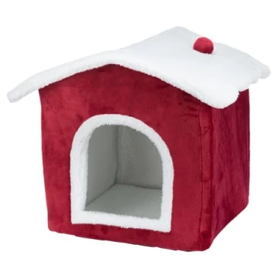 Afbeelding van Trixie Xmas Kattenmand Huis Rood / Wit