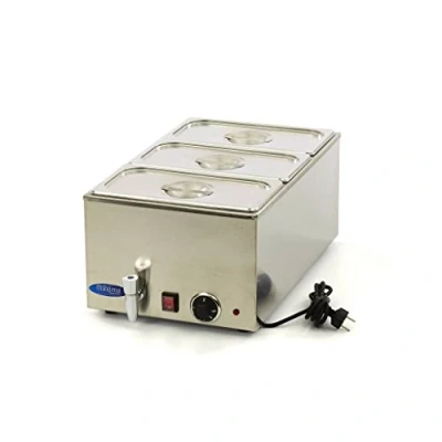 Afbeelding van Maxima Bain Marie Met Tapkraan incl. 3x 1/3 GNSet Elektrisch RVS Professioneel Gastronormbakken Voedsel Warmhouden