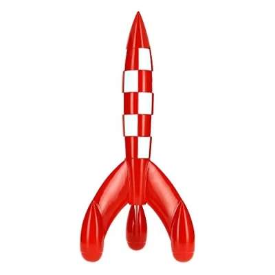 Afbeelding van Kuifje Raket 90 cm De Originele Rood Wit Moulinsart Beeldje Verzamelobject Certificaat